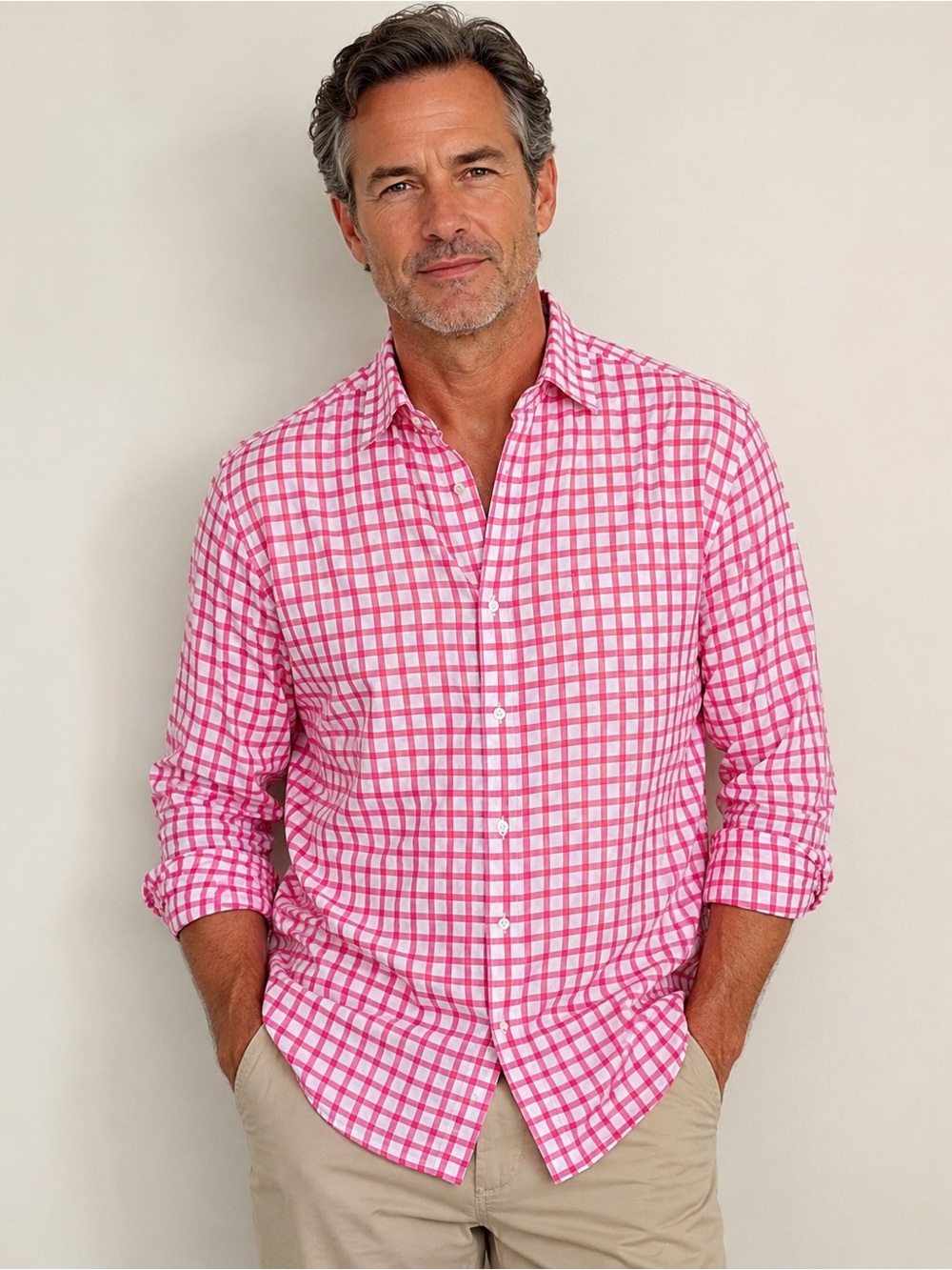 Frank & Eileen XL Men's Pink Check Button Down Paul Shirt Italian Cotton Preppy